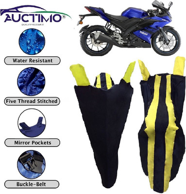 AUCTIMO Two Wheeler Cover for Yamaha(R15, Yellow, Blue)