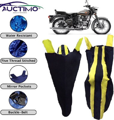 AUCTIMO Two Wheeler Cover for Royal Enfield(Bullet 500, Yellow, Yellow, Blue)