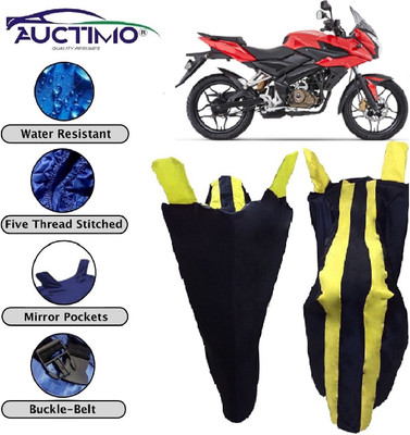 AUCTIMO Two Wheeler Cover for Bajaj(Pulsar AS 150, Yellow, Blue)