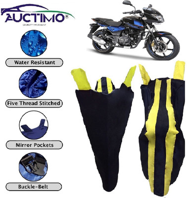 AUCTIMO Two Wheeler Cover for Bajaj(Pulsar 150 DTS-i, Yellow, Blue)