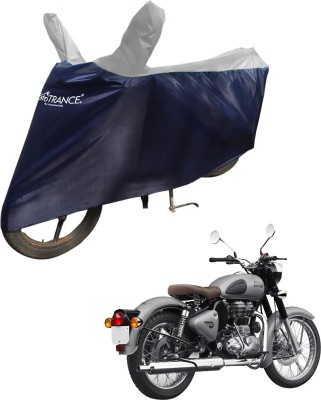 MOTOTRANCE Waterproof Two Wheeler Cover for Royal Enfield(Classic 500, Blue, Silver)