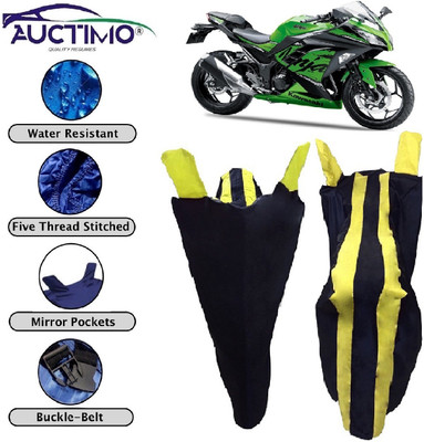 AUCTIMO Two Wheeler Cover for Kawasaki(Ninja 300, Yellow, Blue)