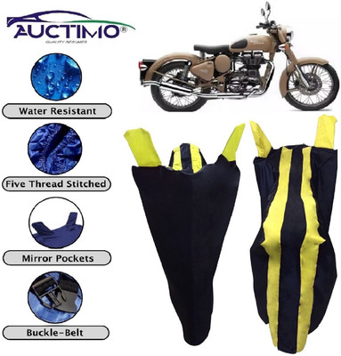 AUCTIMO Two Wheeler Cover for Royal Enfield(Bullet 500, Yellow, Blue)