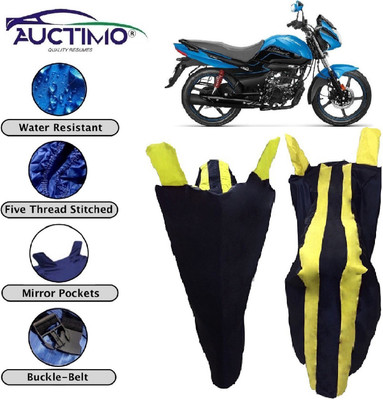 AUCTIMO Two Wheeler Cover for Hero(Splendor I Smart, Yellow, Black)