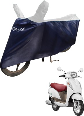 MOTOTRANCE Waterproof Two Wheeler Cover for Suzuki(Access 125, White, Blue)