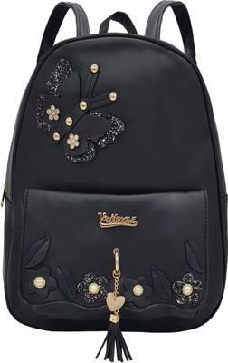 VRITRAZ Butterfly PU Leather Backpack Purse Shoulder Bag, Handbag for Women Girls Ladies Black 12 L Backpack