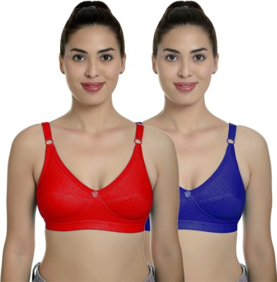 Fashion Comfortz R Cup Women T-Shirt Non Padded Bra(Red, Blue)