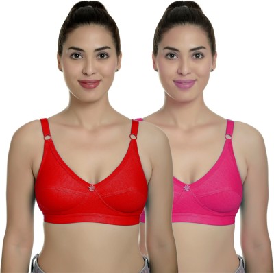 Fashion Comfortz R Cup Women T-Shirt Non Padded Bra(Red, Pink)