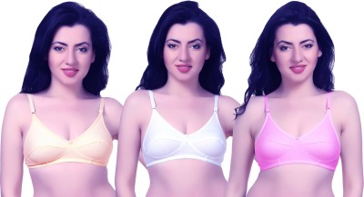 Yana Women Full Coverage Non Padded Bra(White, Pink, Beige)