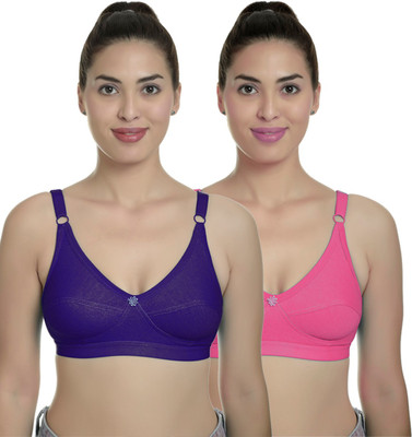 Fashion Comfortz R Cup Women T-Shirt Non Padded Bra(Dark Blue, Pink)