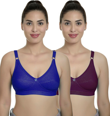 Arousy R Cup Women T-Shirt Non Padded Bra(Blue, Maroon)