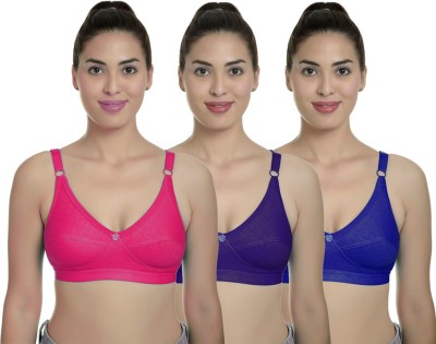 Fashion Comfortz R Cup Women Minimizer Non Padded Bra(Dark Blue, Blue, Pink)