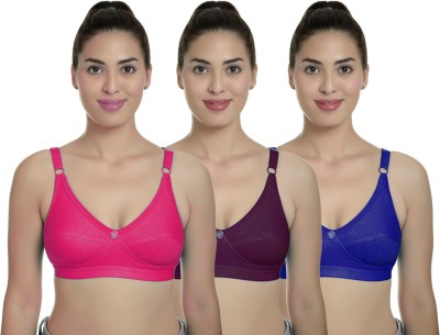 Fashion Comfortz R Cup Women Minimizer Non Padded Bra(Maroon, Blue, Pink)