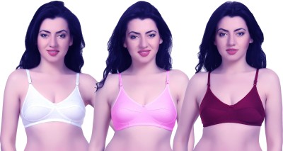 Yana Women Full Coverage Non Padded Bra(White, Maroon, Pink)