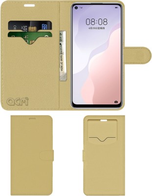 ACM Flip Cover for Huawei Nova 7 Se(Gold, Cases with Holder, Pack of: 1)