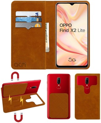 ACM Flip Cover for Oppo Find X2 Lite(Gold, Cases with Holder, Pack of: 1)