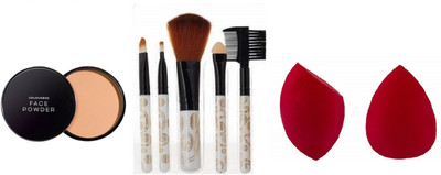 angelie Professional Colour Box Face Powder Light Compact with 5 Pcs Brush And 2 Pcs Puff(3 Items in the set)