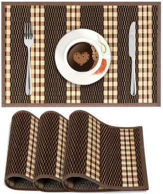 HOKiPO Rectangular Pack of 4 Table Placemat(Multicolor, Natural Bamboo)