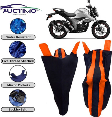 AUCTIMO Two Wheeler Cover for Suzuki(Gixxer, Orange, Blue)