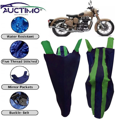 AUCTIMO Two Wheeler Cover for Royal Enfield(Bullet 500, Blue, Green)
