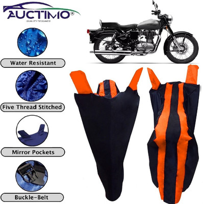 AUCTIMO Two Wheeler Cover for Royal Enfield(Bullet 350, Orange, Blue)