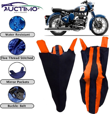 AUCTIMO Two Wheeler Cover for Royal Enfield(Classic 350, Orange, Blue)