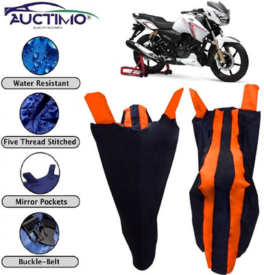 AUCTIMO Two Wheeler Cover for TVS(Apache RTR 180, Blue, Orange)