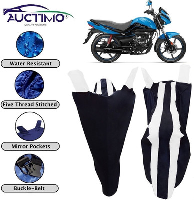 AUCTIMO Two Wheeler Cover for Hero(Splendor I Smart, White, Blue)