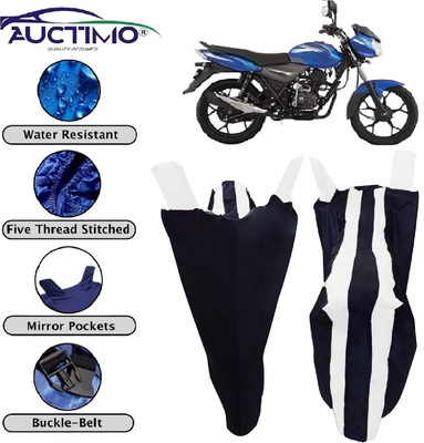 AUCTIMO Two Wheeler Cover for Bajaj(Discover 110, White, Blue)