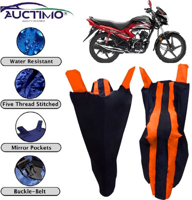 AUCTIMO Two Wheeler Cover for Honda(Dream Yuga, Orange, Blue)