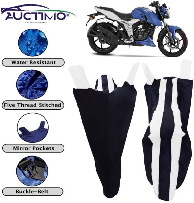 AUCTIMO Two Wheeler Cover for TVS(Apache RTR 160 4V, White, Black)