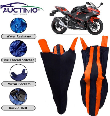 AUCTIMO Two Wheeler Cover for Kawasaki(Ninja 250, Orange, Blue)