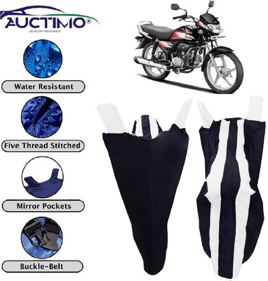 AUCTIMO Two Wheeler Cover for Hero(CD deluxe, Blue, White)