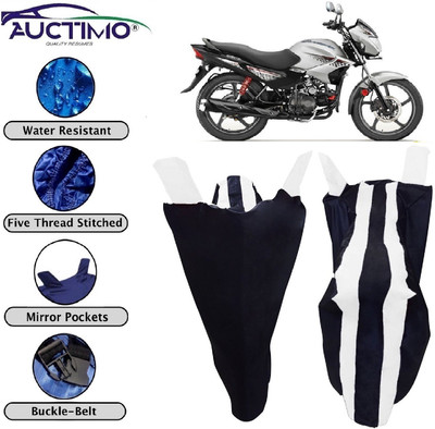 AUCTIMO Two Wheeler Cover for Hero(Glamour, White, Black)