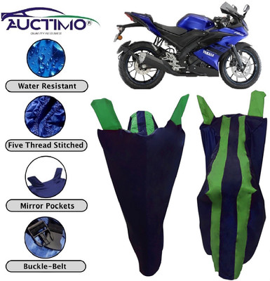 AUCTIMO Two Wheeler Cover for Yamaha(R15 V3, Blue, Green)