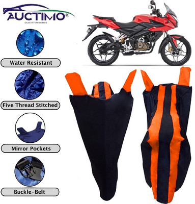 AUCTIMO Two Wheeler Cover for Bajaj(Pulsar AS 150, Orange, Blue)