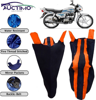 AUCTIMO Two Wheeler Cover for Hero(Splendor Plus, Blue, Orange)
