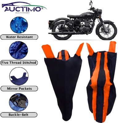 AUCTIMO Two Wheeler Cover for Royal Enfield(Classic 500, Blue, Orange)