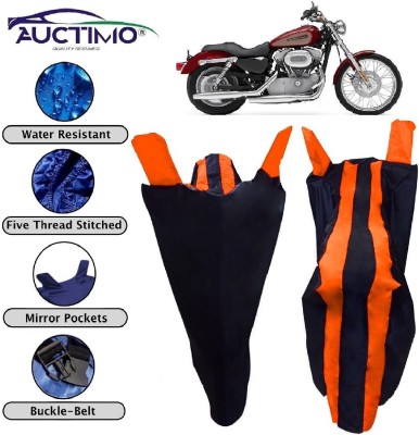 AUCTIMO Two Wheeler Cover for Harley Davidson(XL 883, Orange, Blue)