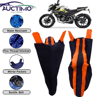 AUCTIMO Two Wheeler Cover for Bajaj(Pulsar 160 NS DTS-i, Orange, Blue)