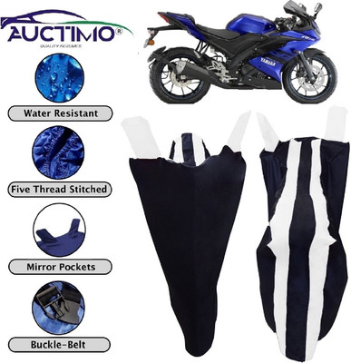AUCTIMO Two Wheeler Cover for Yamaha(R15, Blue, White)