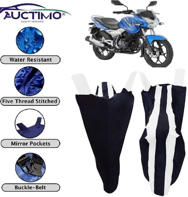 AUCTIMO Two Wheeler Cover for Bajaj(Discover 125 DTS-i, White, Black)