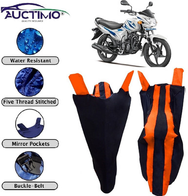 AUCTIMO Two Wheeler Cover for Suzuki(Hayate, Blue, Orange)