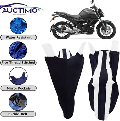 AUCTIMO Two Wheeler Cover for Yamaha(FZ-S FI, Blue, White)