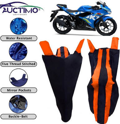 AUCTIMO Two Wheeler Cover for Suzuki(GSX R150, Orange, Blue)