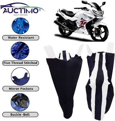 AUCTIMO Two Wheeler Cover for Hero(Karizma ZMR, White, Blue)