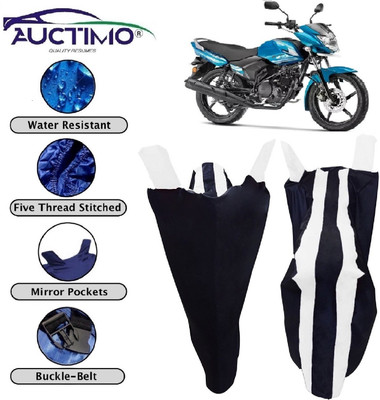 AUCTIMO Two Wheeler Cover for Yamaha(Saluto, Blue, White)
