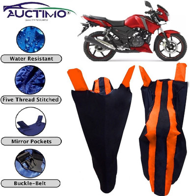 AUCTIMO Two Wheeler Cover for TVS(Apache RTR 160, Blue, Orange)