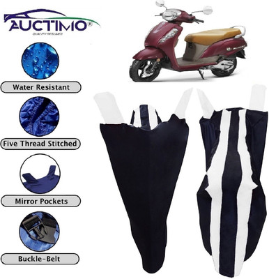 AUCTIMO Two Wheeler Cover for Suzuki(Access, White, Blue)