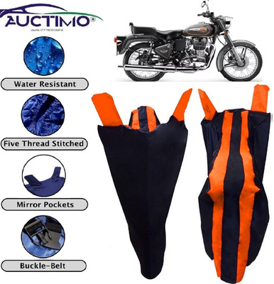 AUCTIMO Two Wheeler Cover for Royal Enfield(Bullet 500, Orange, Blue)
